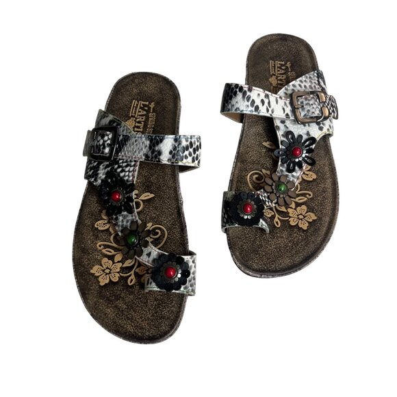 LArtiste Spring Step Kindness Sandals Snake Print Floral Design Leather Size 38 - Picture 2 of 12